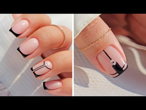 Backdate 1 Black French Tip Nails  Black Nail Design Idea - YouTube