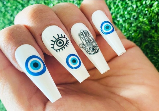 Backdate 3 Evil Eye Waterslide Nail Decals Hamsa Ojo For Acrylic Or Press On Nail Art  Designs