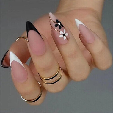 Backdate 3 Winter Flowers False Nail Almond Short Press On Nails For Finger Nails Art  Pcs  EBay