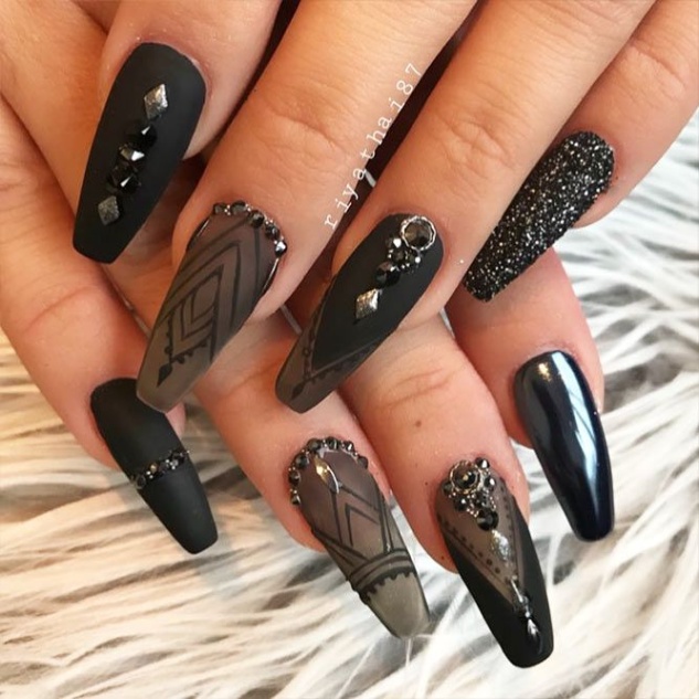 Backdate 4  Trendy Black Nails Designs For Dark Colors Lovers