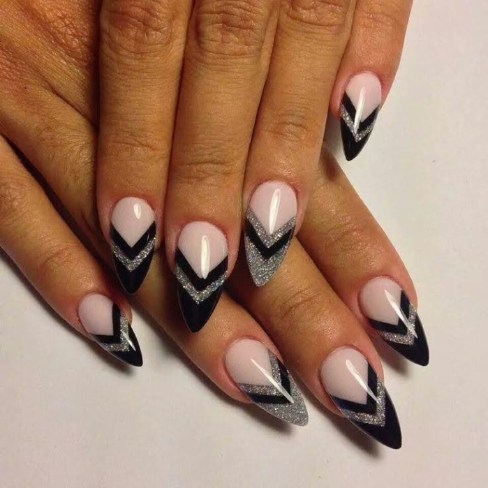 Black Silver Nail Art Designs