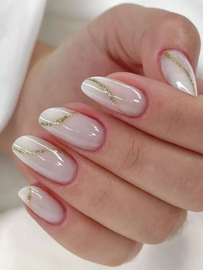 white and gold nail designs Niche Utama 1  Elegant Milky White Nails With a Minimalist Vibe  The KA Edit