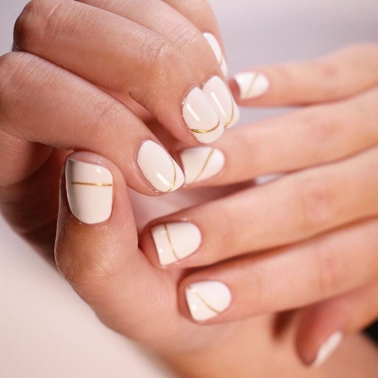 Niche Utama 1 Nail Inspo:  White And Gold Nail Designs To Try