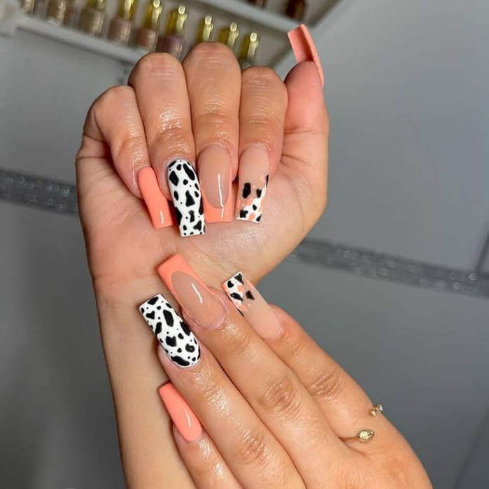 cow print nail design Niche Utama 2  Beautiful Cow Print Nail Designs - Pink Nail Designs