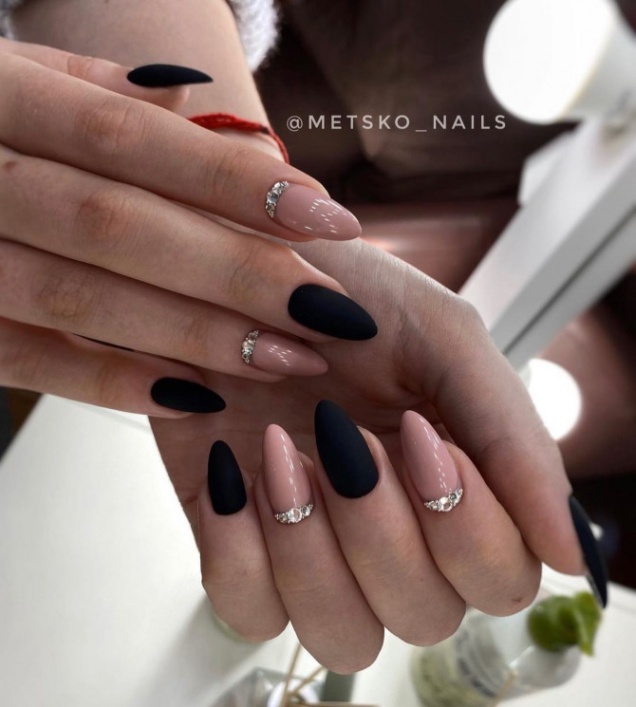 Black And Nude Nail Designs