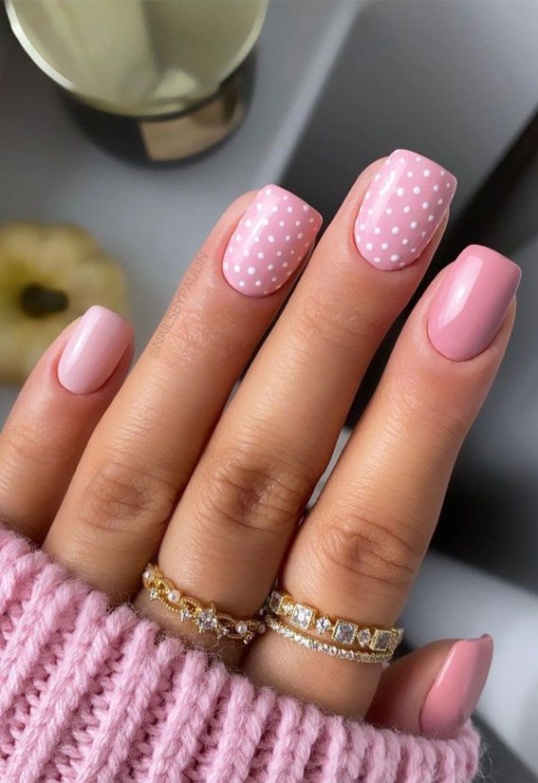 Niche Utama 2  Cute Spring Nail Art Designs : Polka Dot Pink Nails