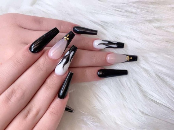 Black Coffin Nail Designs