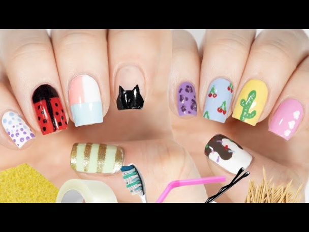 Niche Utama 2  Easy Nail Art Designs Using HOUSEHOLD ITEMS! - YouTube