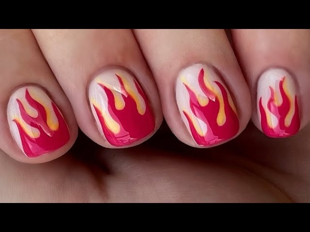 Niche Utama 2 Flame Nail Tutorial  SHORT Nail Design! Trending Nail Art