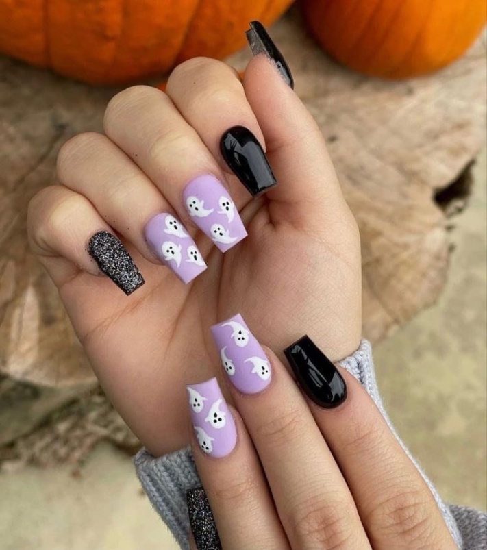 Black And Purple Nail Designs