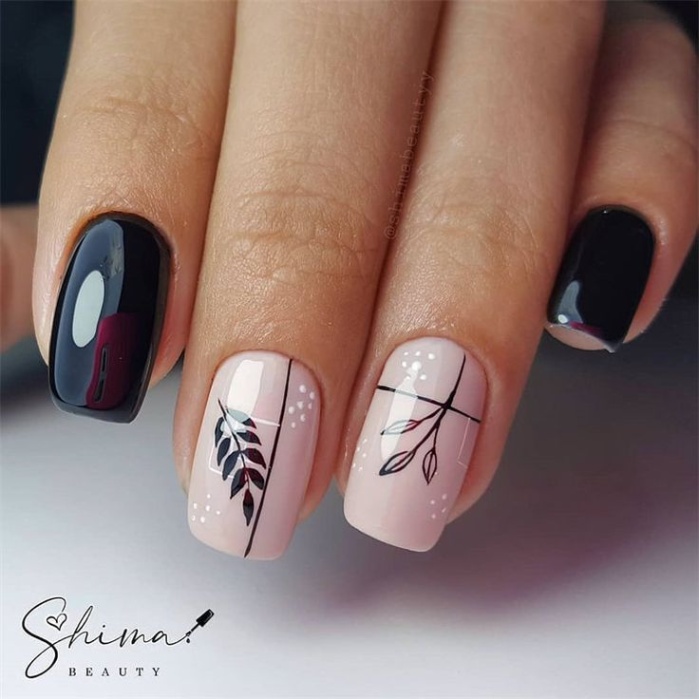 Niche Utama 2 Simple Fall Leaf Nail Design Idea - SOSO Nail Art