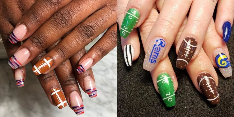 Niche Utama 2 Super Bowl  Nail Art Ideas - Best Football Nail Art