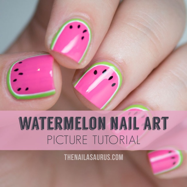 Niche Utama 2 The Nailasaurus  UK Nail Art Blog - Watermelon Nail Art Tutorial